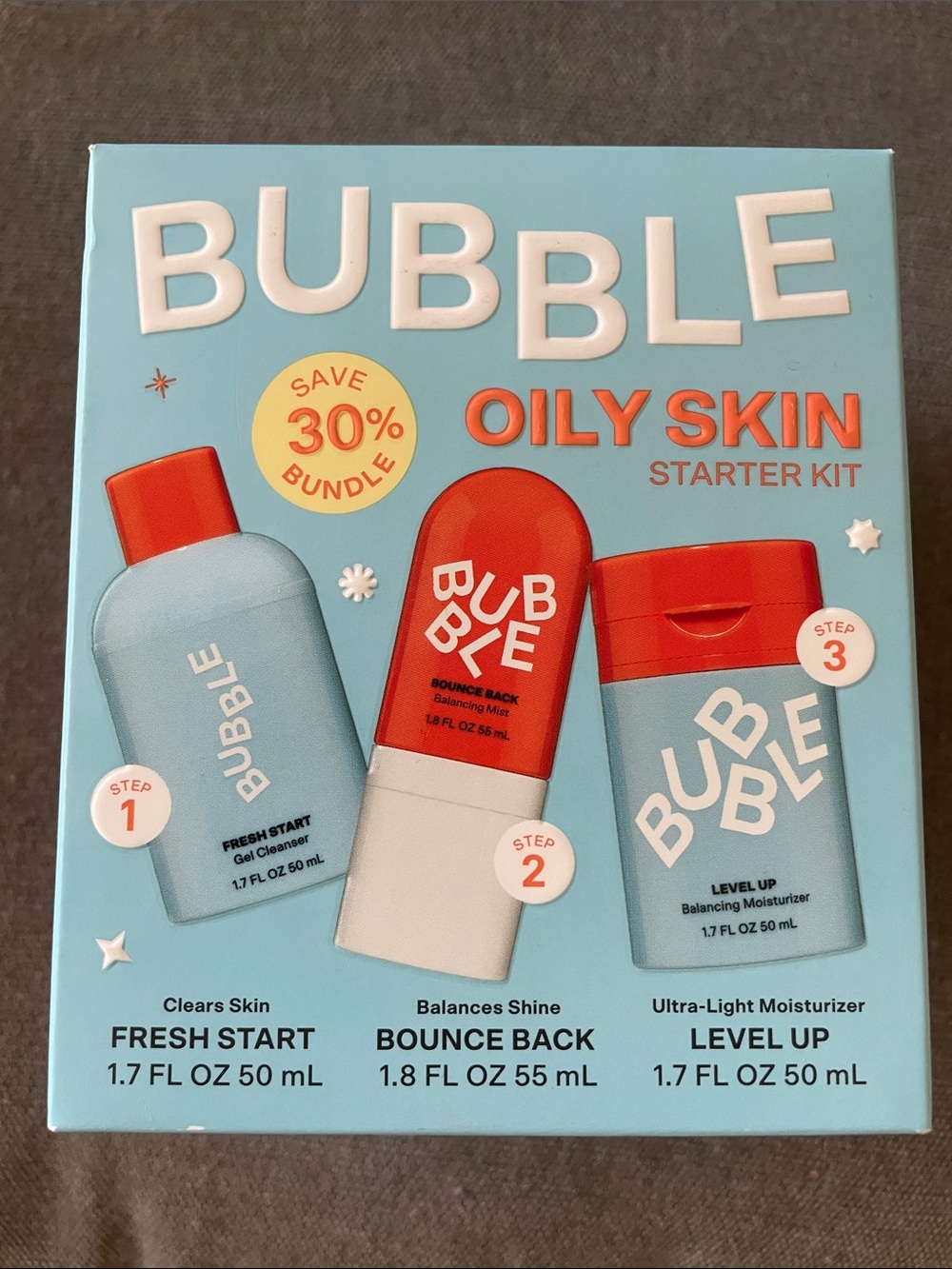 Bubble Oily Skin Starter Kit - Blue & Red